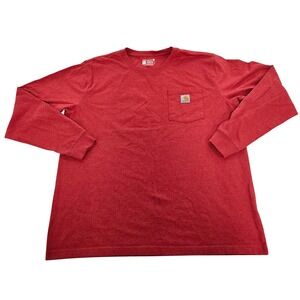 Carhartt Pocket Long Sleeve Shirt Mens XL‎ Red Relaxed Fit Logo Tee